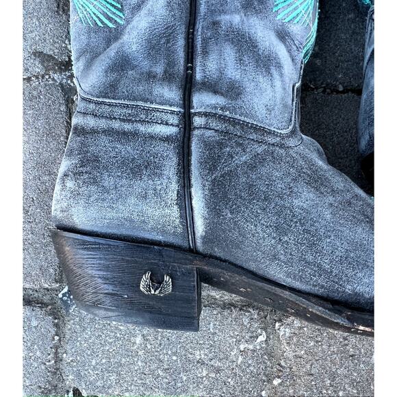 Eight Second Angel Cheyenne aged gray leather cowboy western boots size 9.5 - Picture 8 of 9